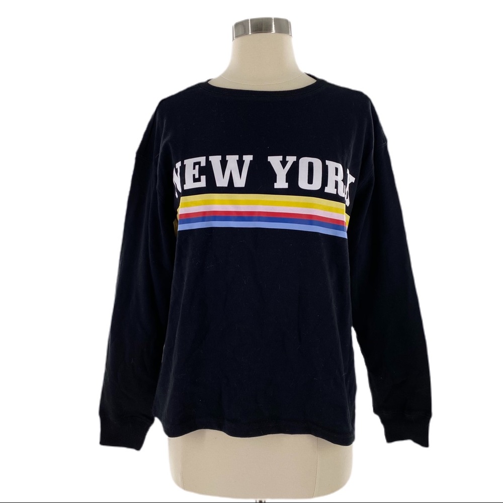 MULBERRY & GRAND Black Rainbow Striped Long Sleeve